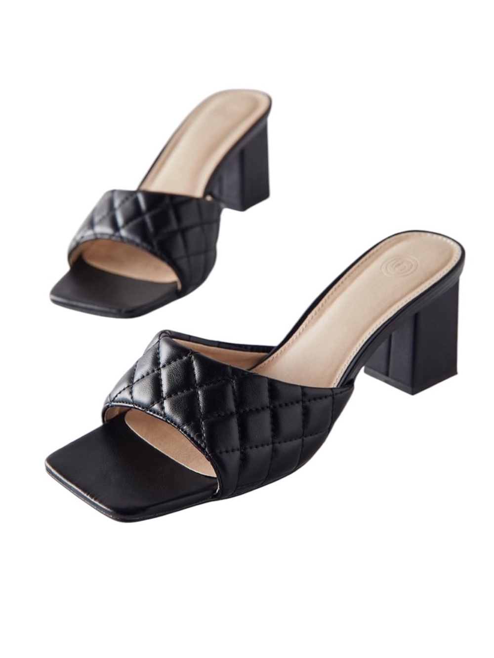 Urban Outfitters Black Quilted Block Heel Mules